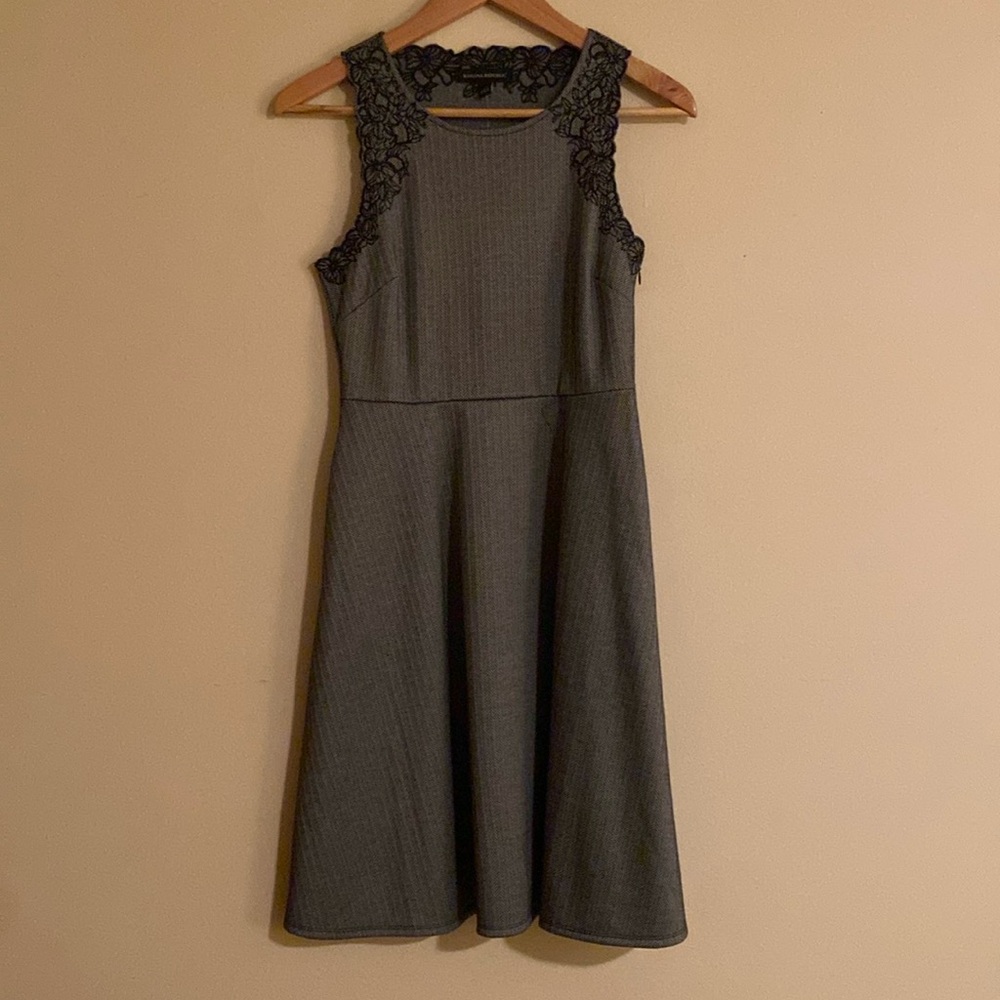 Banana Republic cocktail dress, black and white, beautiful detail.